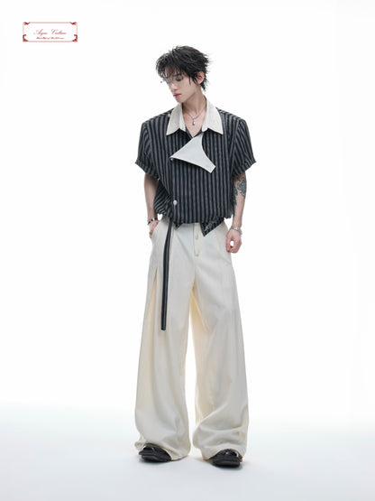 High-Waist Stripe Ribbon Wide Leg Pants WN27013