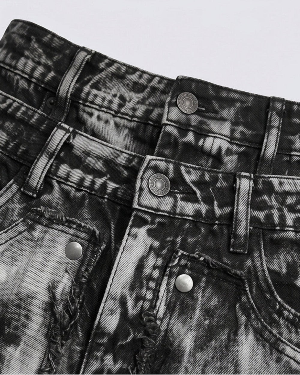 Washed Damage Frayed Denim Half Jeans WN28037