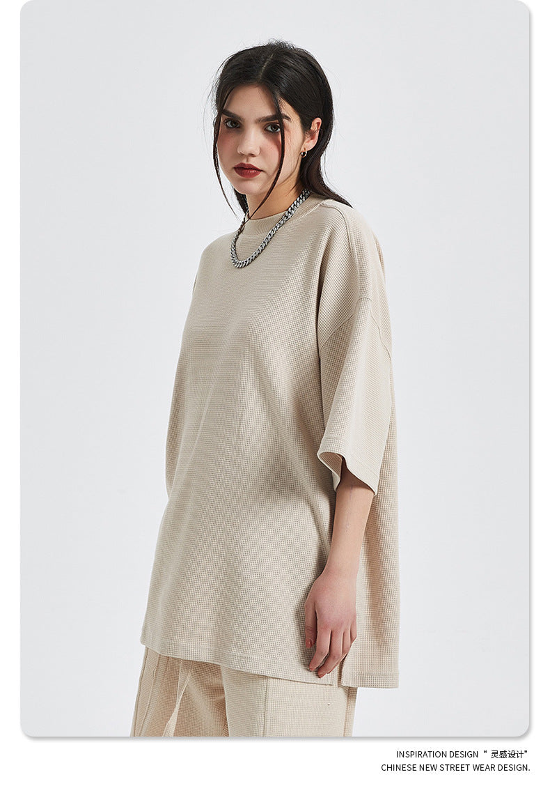 Oversize Waffle Short-sleeve T-shirt & Waffle Short Pants Setup WN6627