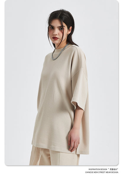 Oversize Waffle Short-sleeve T-shirt & Waffle Short Pants Setup WN6627