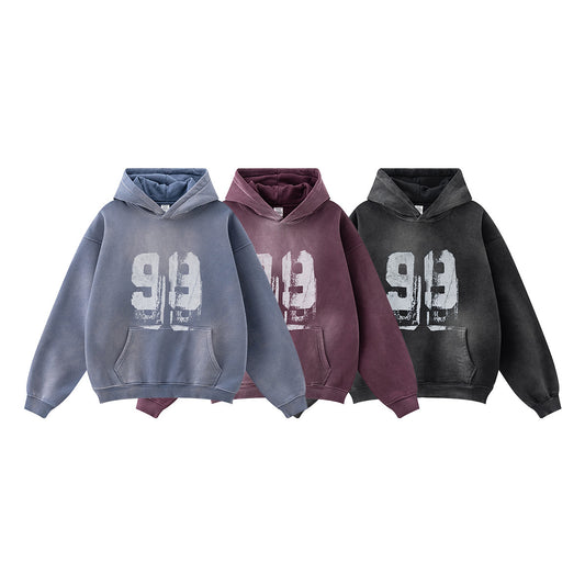 Water Washed Graffiti Print Hoodie WN7868