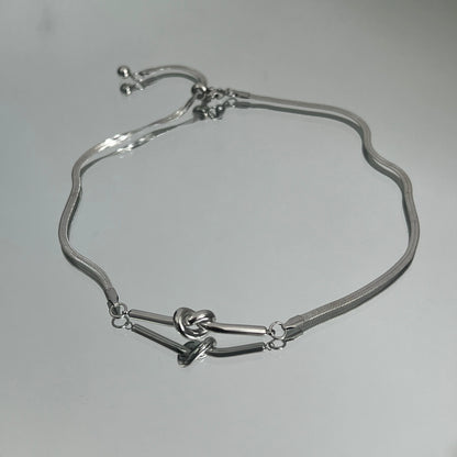Knotted Snake Bone Titanium Steel Necklace WN19235