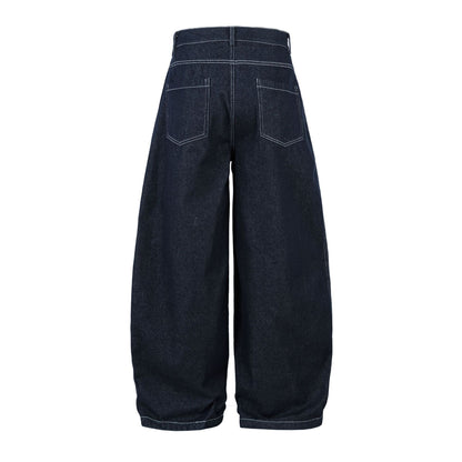 Raw Pleats Wide Leg Denim Jeans WN25990