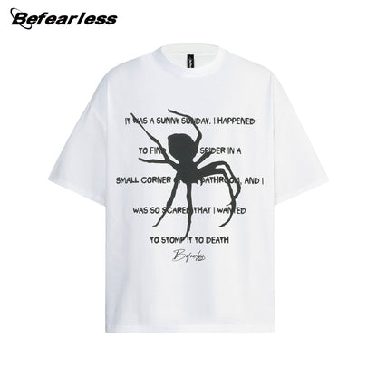 Spider Letter Print Short Sleeve T-Shirt WN26205
