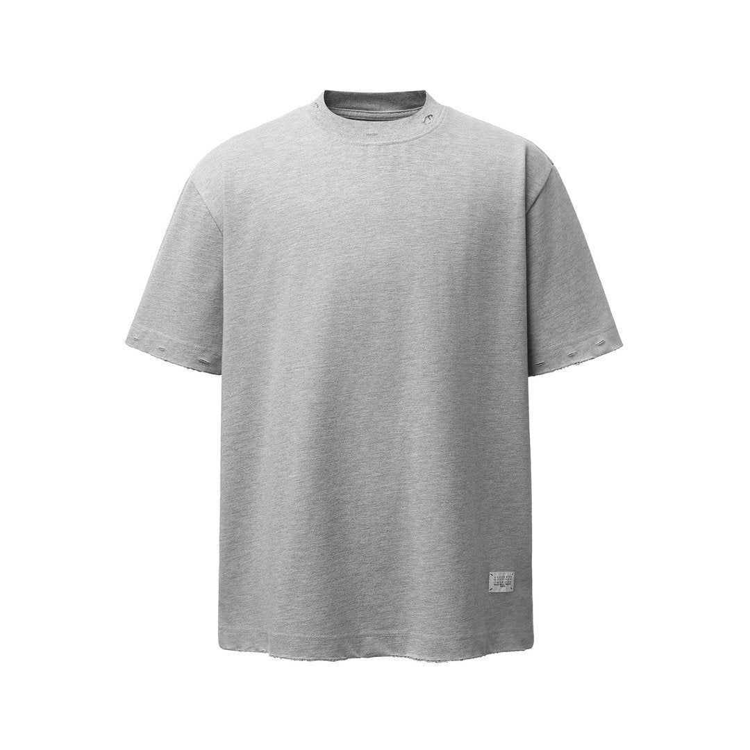 Oversize Damage Plain Short Sleeve T-Shirt WN25472