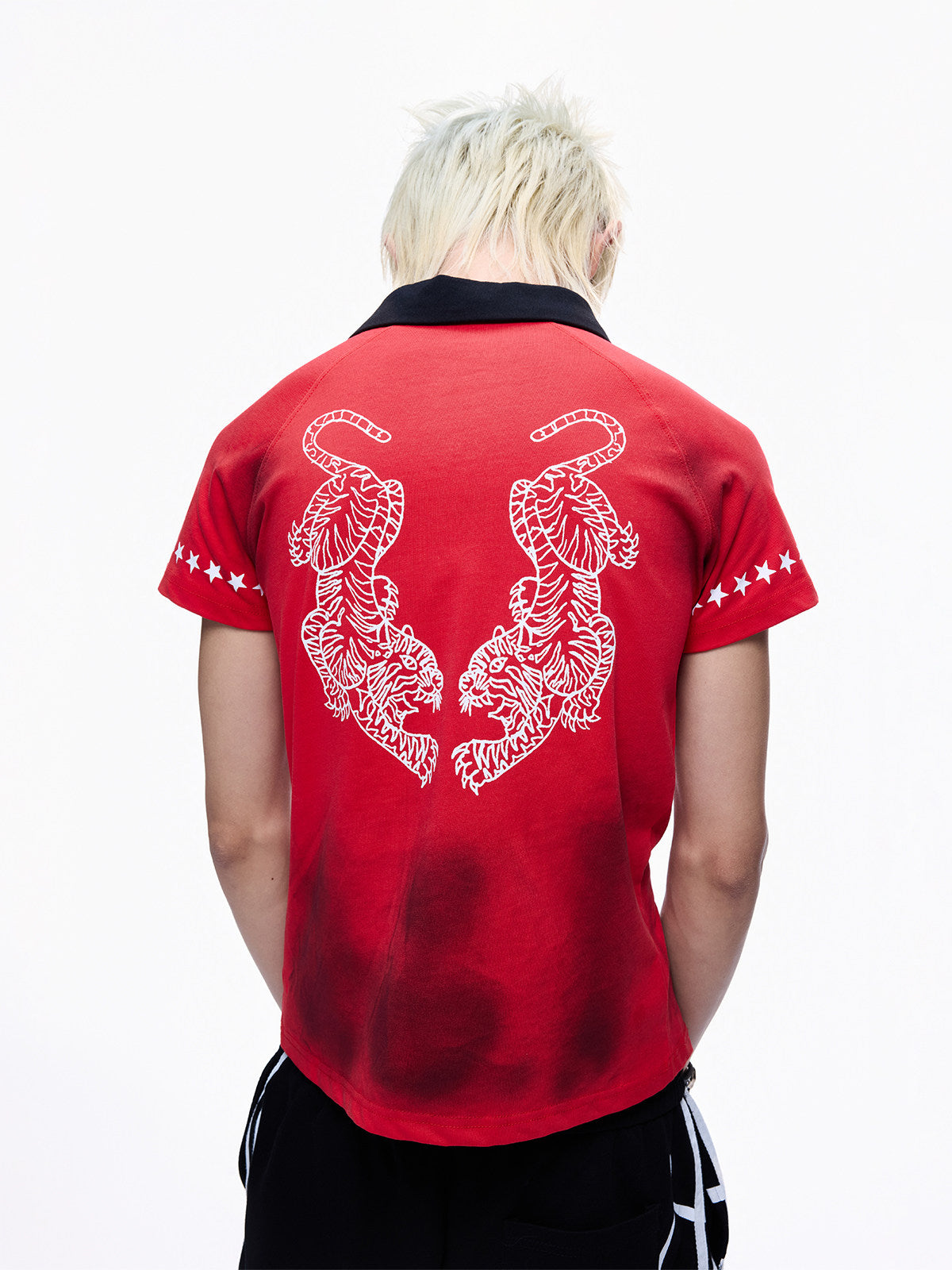 Polo Collar Washed Print Short Sleeve T-Shirt WN27283
