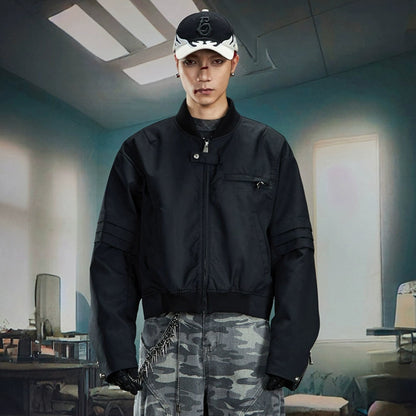 3D Cut Embroidery Letter Print Short Jacket WN20597