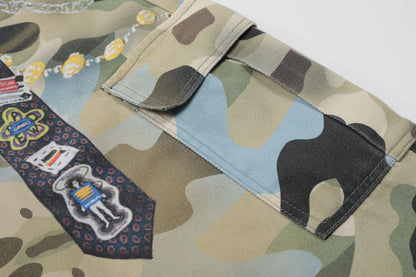 Camouflage Chain Charm Cropped Half Pants WN25539
