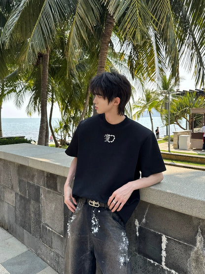 Pearl Embroidery Heavyweight Short Sleeve T-Shirt WN20742