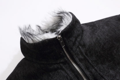 Cropped Fake Fur Collar Quilted Jacket WN28047
