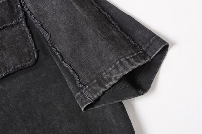 Washed Fake Layered Pocket Detail Short Sleeve T-Shirt WN28028