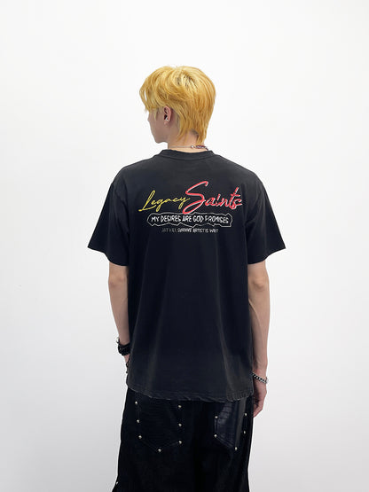 Graffiti Letter Print Oversize Short Sleeve T-Shirt WN24288