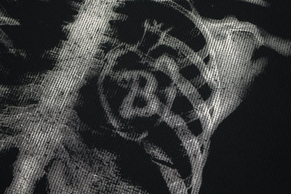 Skeleton Print Waffle Short Sleeve T-Shirt WN25913