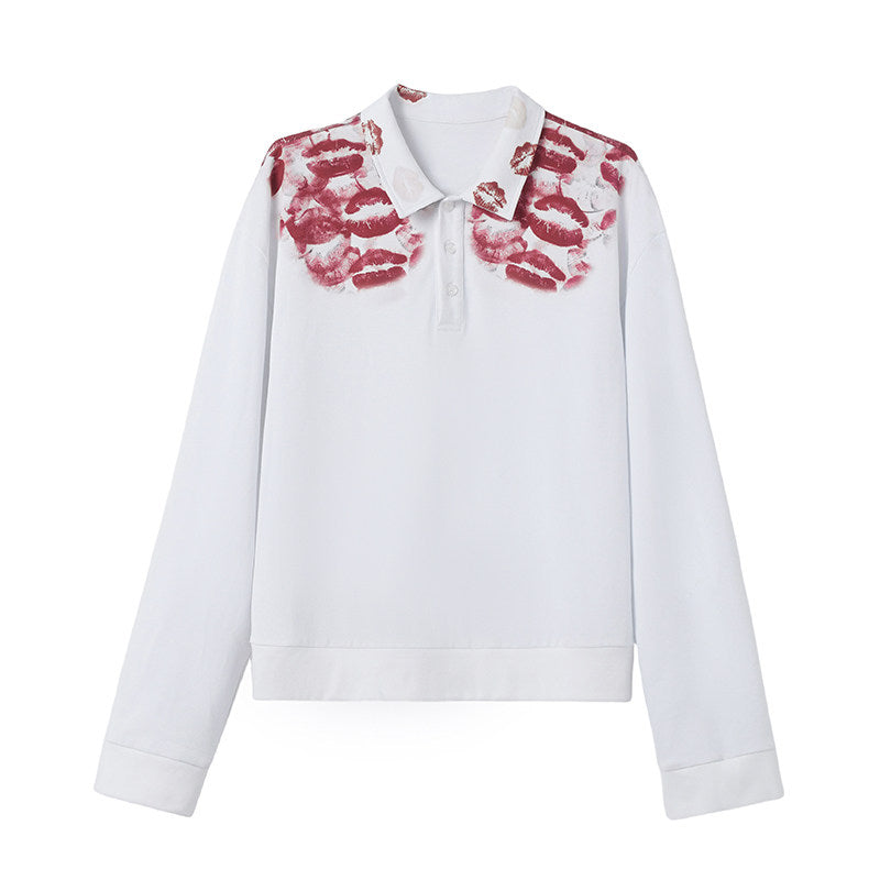 Lip Print Long Sleeve Shirt & Long Sleeve Shirt WN27131