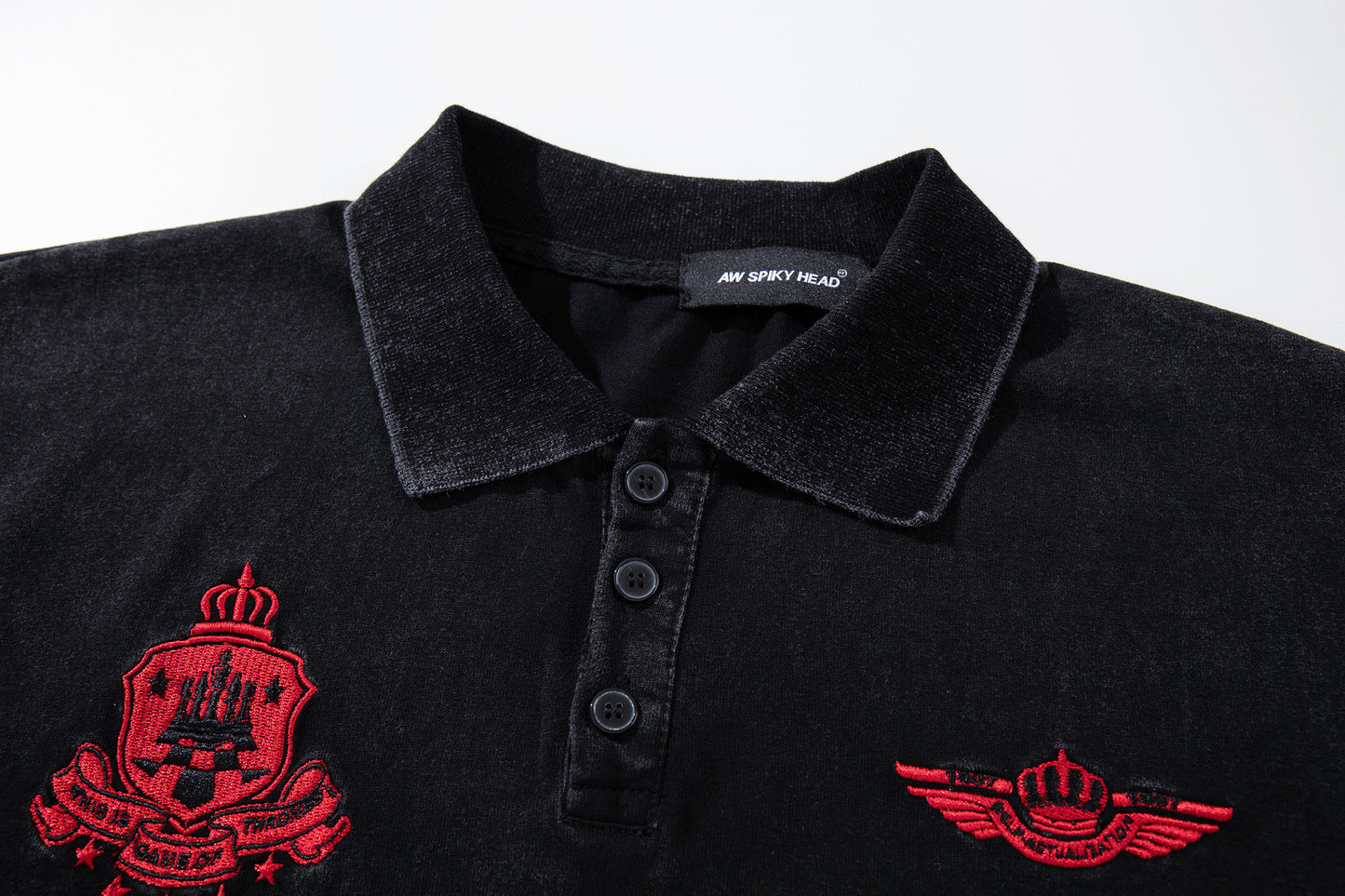 Embroidery Washed Damage Short Sleeve Shirt WN25608