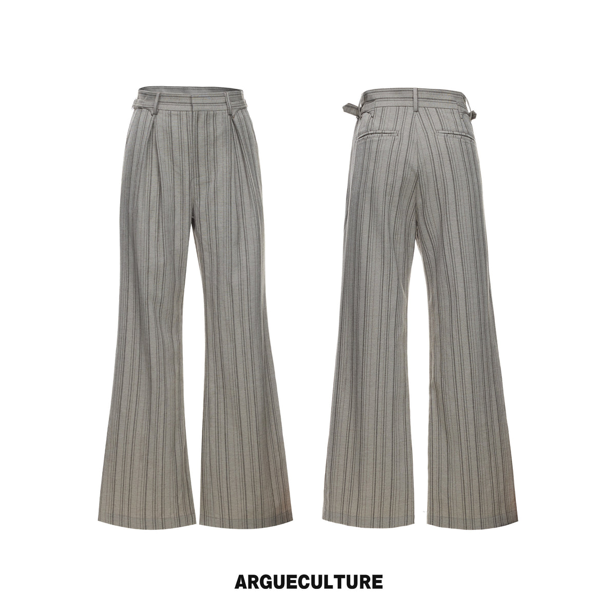 Cuban-Collar Stripe Short Sleeve Shirt & Wide Leg Pants Setup WN27022