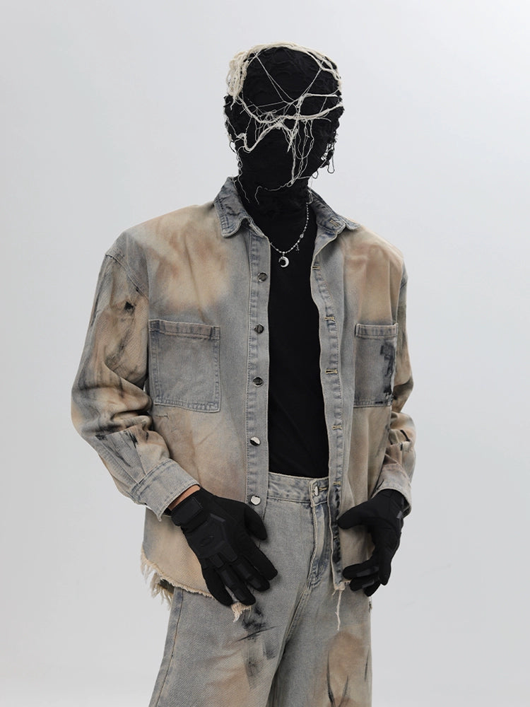 Deconstructed Gradient Denim Jacket & Denim Jeans Setup WN18662