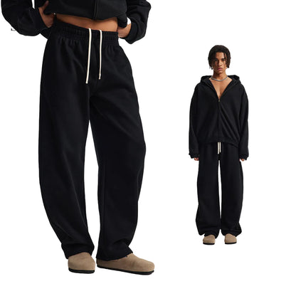 Fleece Lining Side Pocket Zipper Hoodie & Fleece Lining Wide Leg Sweatpants Setup WN23114