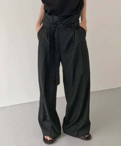 High Waist Belted Wide Leg Trousers WN21582