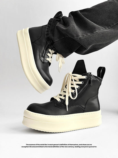 Lace Up Side Zipper Thick Sole Short Boots WN24561