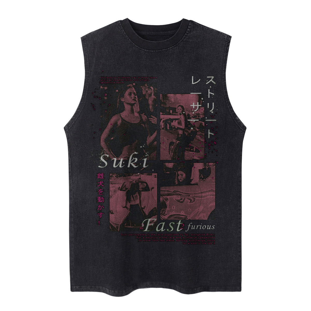 Washed Gothic Graphic Sleeveless T-Shirt WN26949