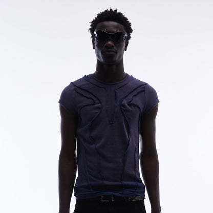 Washed Deconstruction Layered Short Sleeve T-Shirt WN25810