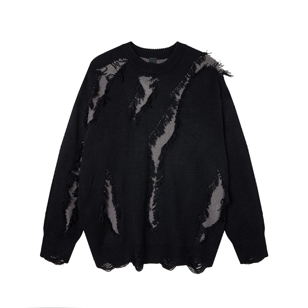 Damage Hole Oversize Knit Sweater WN21046
