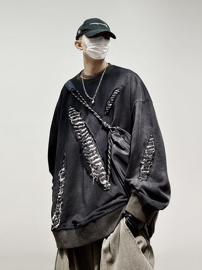 Damage Cutout Oversize Long Sleeve T-Shirt WN24028