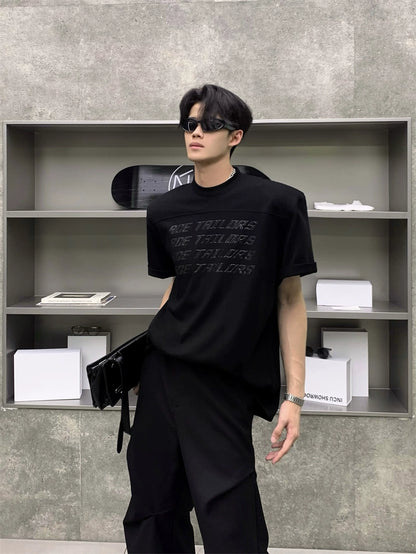 3D Paste Print Washed Short Sleeve T-Shirt WN20048