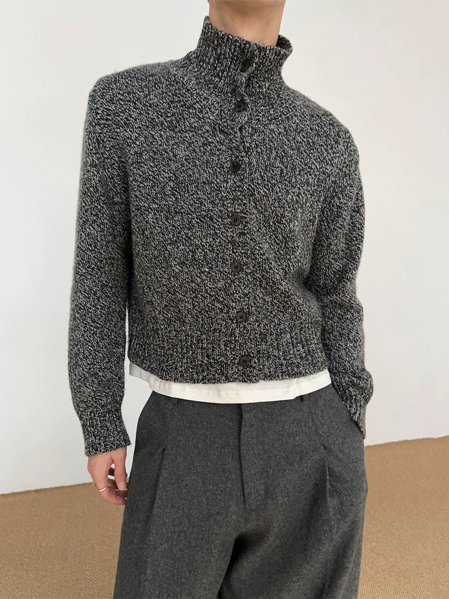 Button Stand-Neck Short Knit Cardigan WN21644