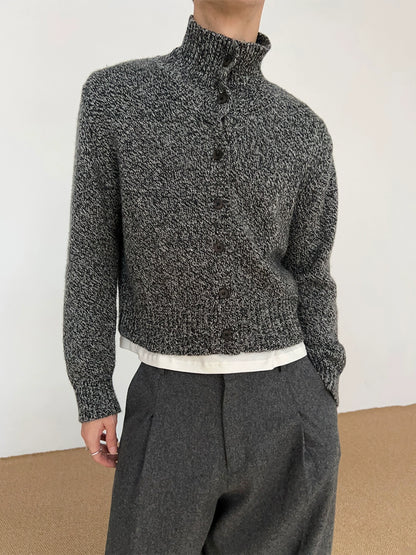 Button Stand-Neck Short Knit Cardigan WN21644