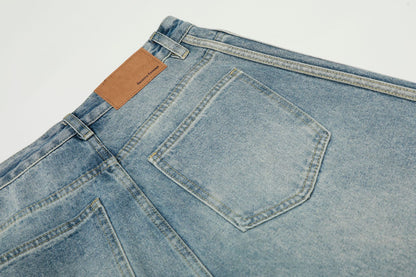 Washed Side Stripe Curved Denim Jeans WN26151