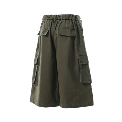 Washed Multi Pocket Cargo Half Pants WN25734