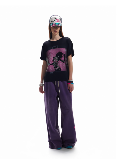 Wide Leg Drawstring Logo Print Sweatpants WN27187