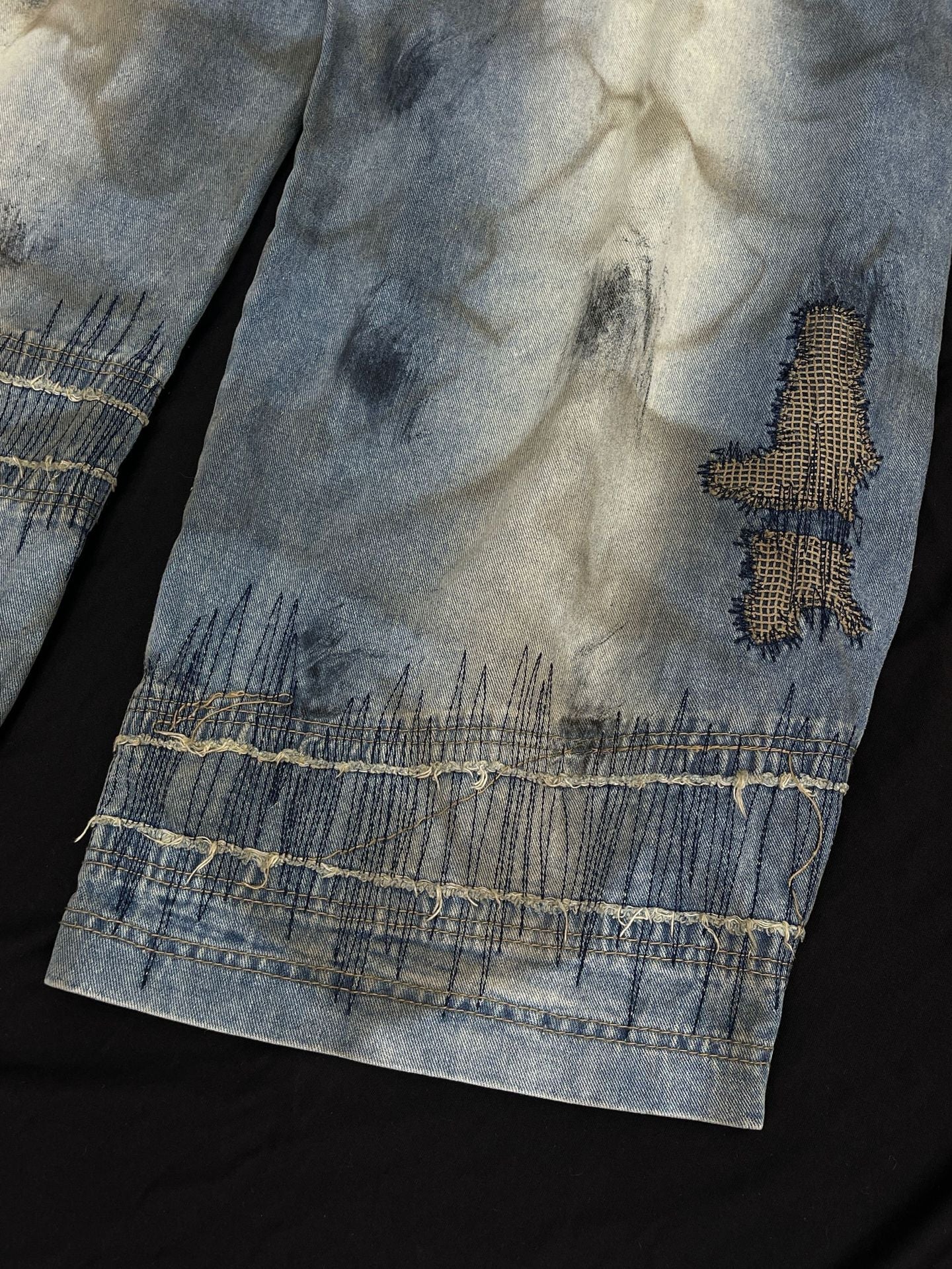 Washed Curved Wide Leg Denim Jeans WN16531