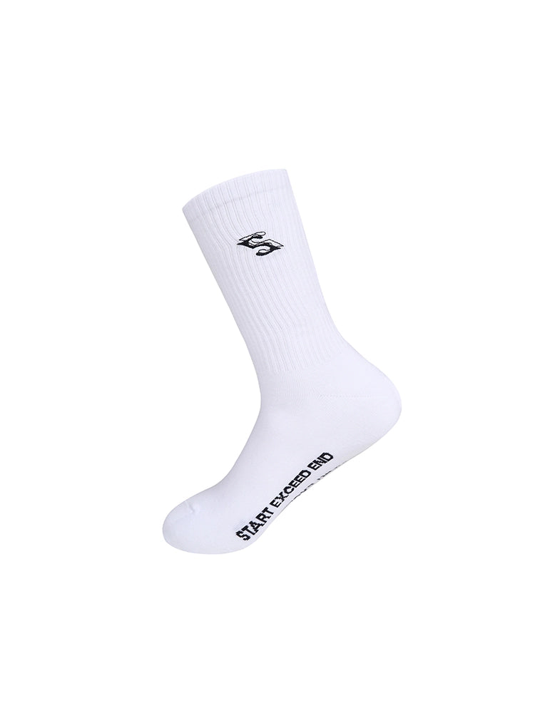 Embroidery Letter Mid-Calf Combed Cotton Socks WN11693