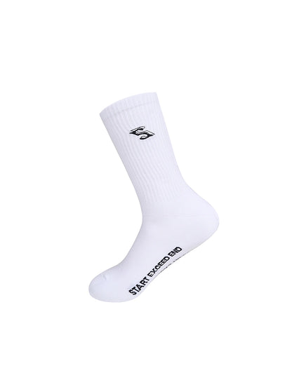 Embroidery Letter Mid-Calf Combed Cotton Socks WN11693