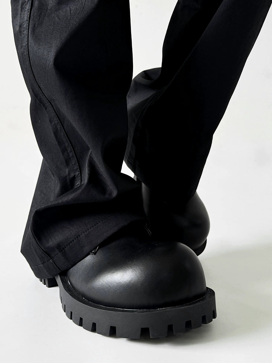 Round-Toe Upturned Thick Sole Leather Derby Shoes WN19134