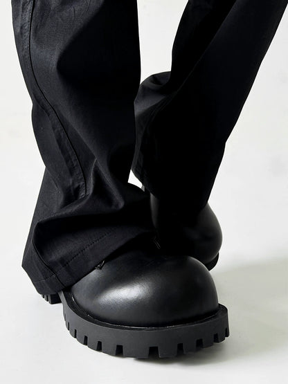 Round-Toe Upturned Thick Sole Leather Derby Shoes WN19134