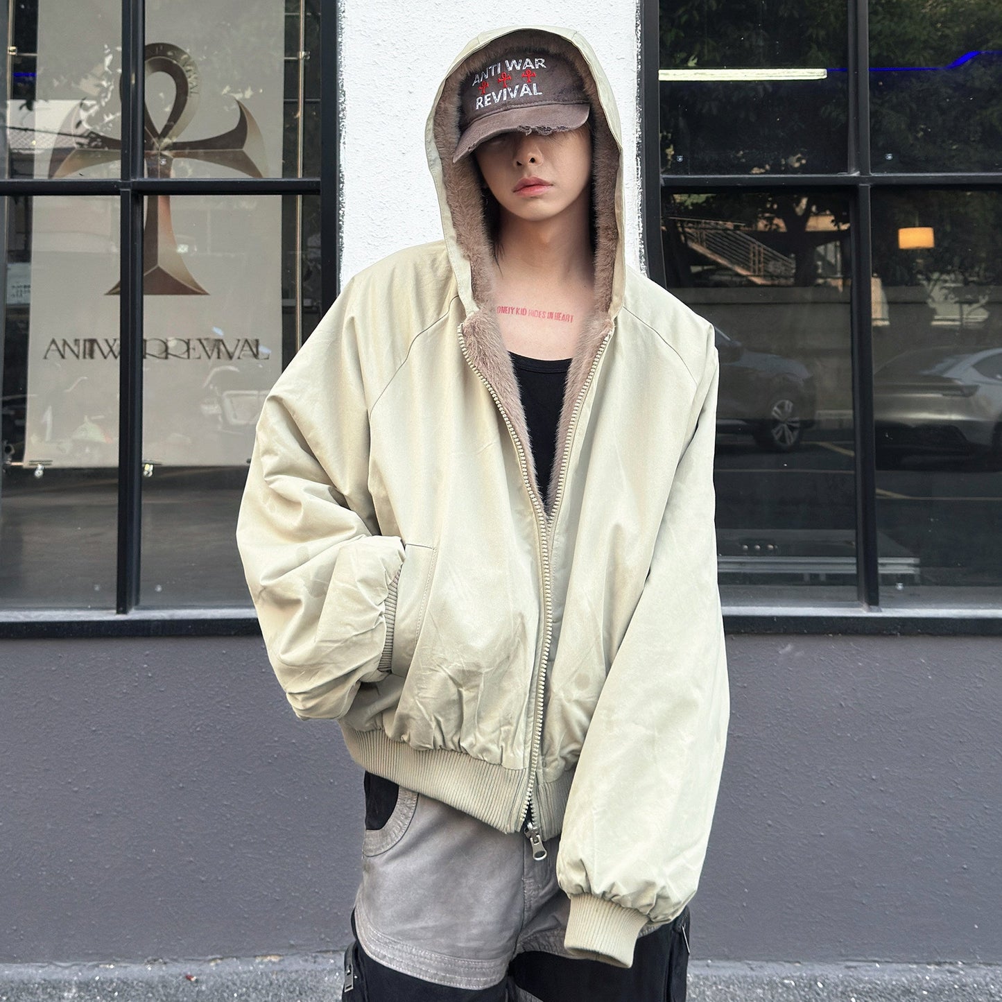 Reversible Fake Fur Hooded Padded Jacket WN23004