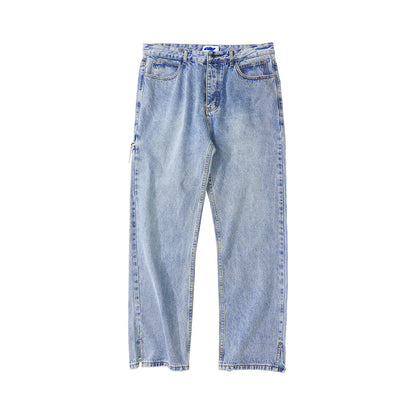 Washed Straight Denim Jeans WN12555