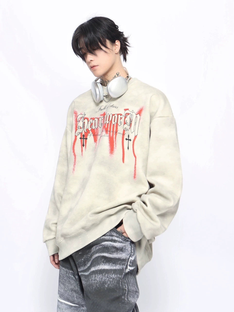 Washed Oversize Pullover Sweatshirt WN10900