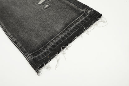 Washed Damage Straight-Leg Denim Jeans WN11395