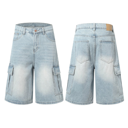 Washed Multi-Pocket Denim Half Pants WN26168