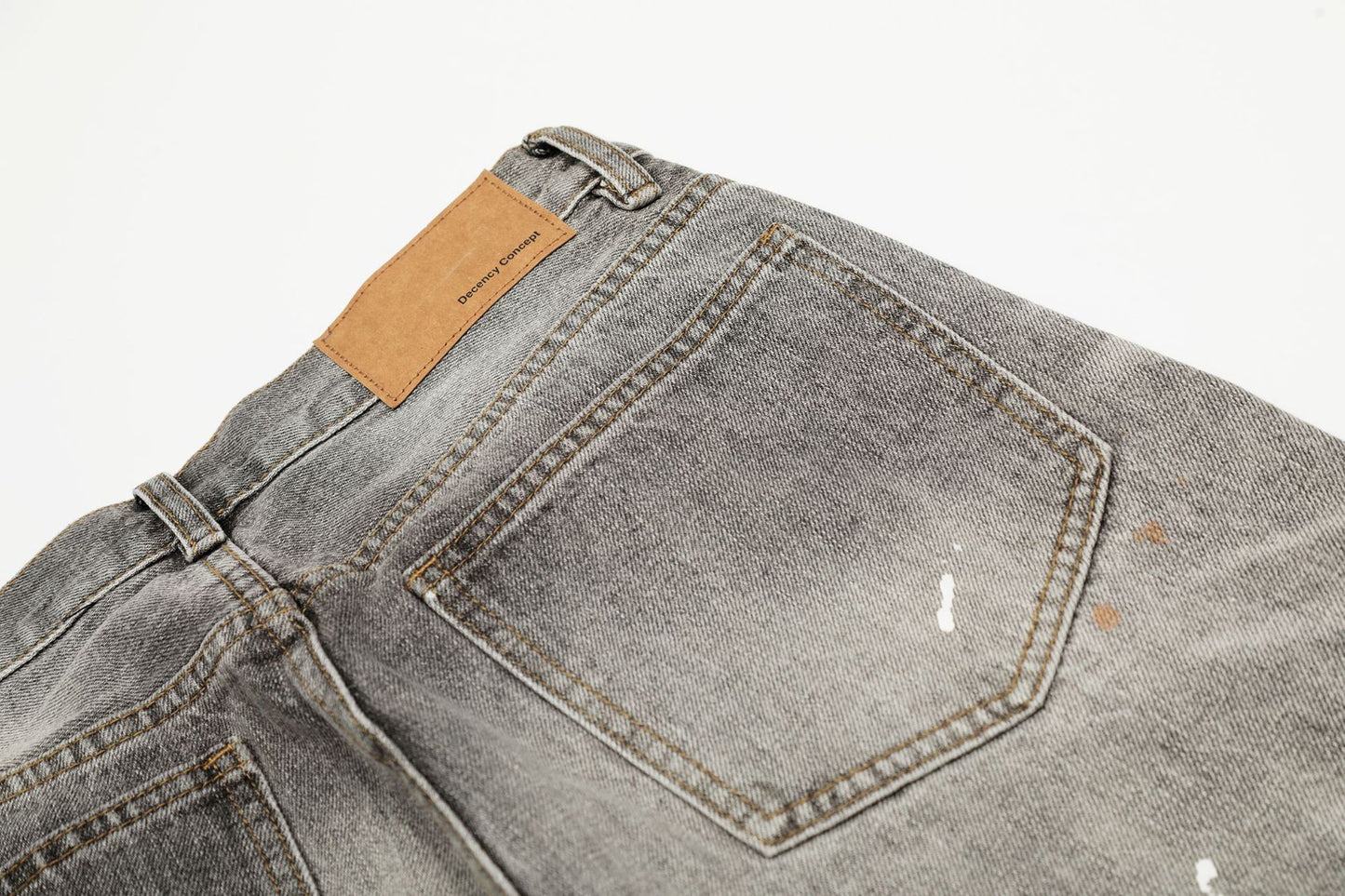 Dirty Washed Paint Wide Leg Denim Jeans WN25929