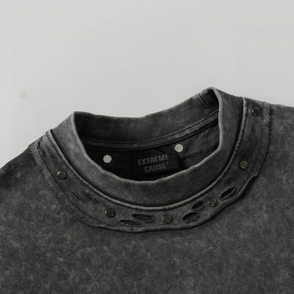 Studs Washed Short Sleeve T-Shirt WN26765