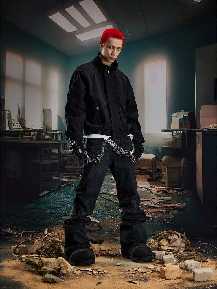 Coated Hand-Rub Long Flare Denim Jeans WN20584