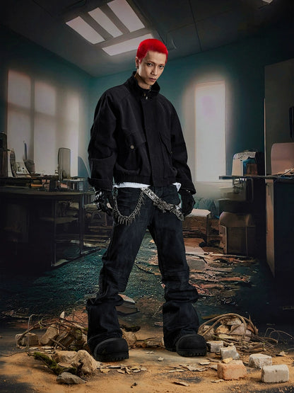 Coated Hand-Rub Long Flare Denim Jeans WN20584