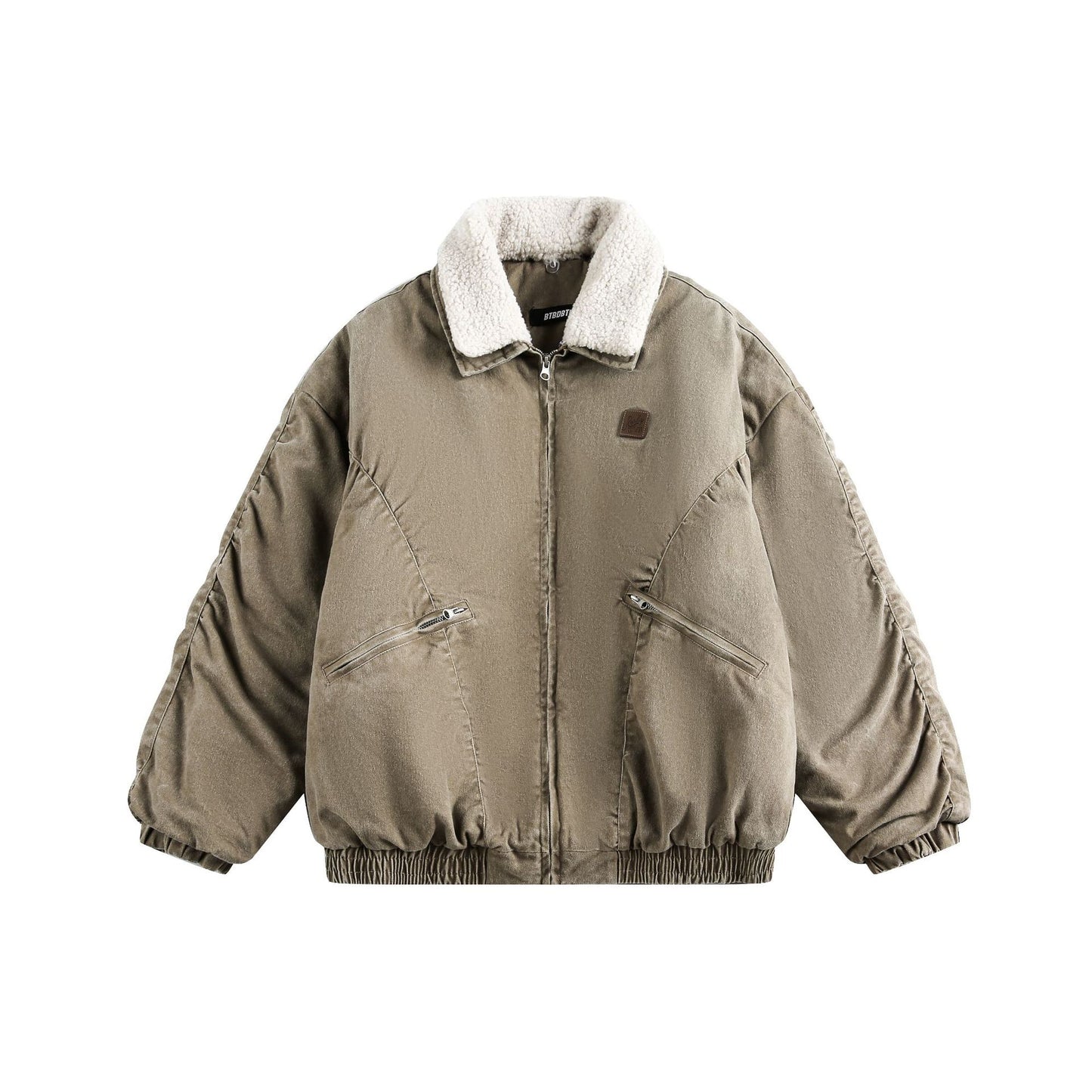 Detachable Fake Fur Collar Washed Puffer Jacket WN21904