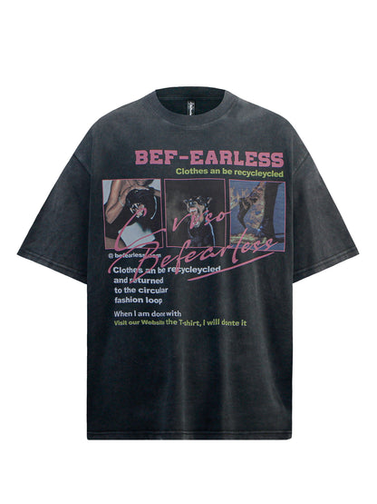 Portrait Graphic Letter Print Short Sleeve T-Shirt WN26250